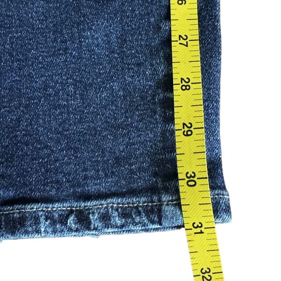 Maurice’s High Rise Wm’s Dark Wash Jeans Straight Leg Lt Distressing Sz 10L - Picture 7 of 13